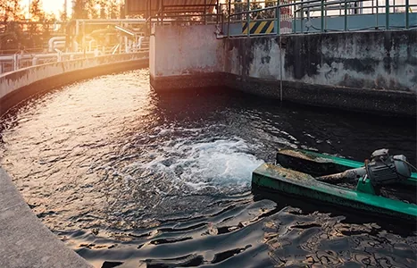 Aeration basin at a water treatment plant