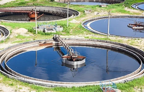 Clarifier tanks at a wastewater treatment plant