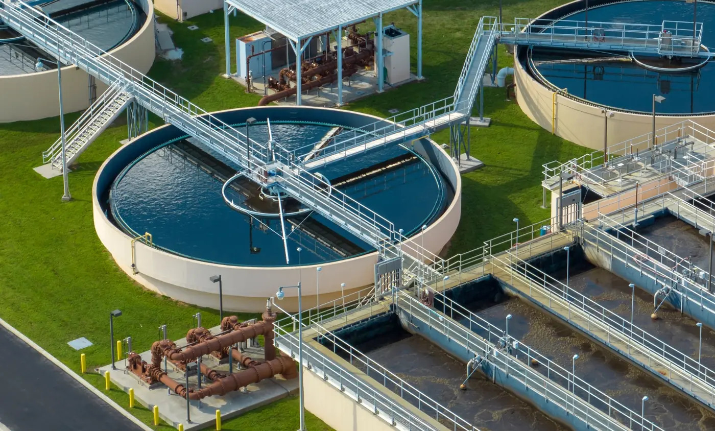 Water treatment plant clarifiers where calcium hypochlorite is used for disinfection
